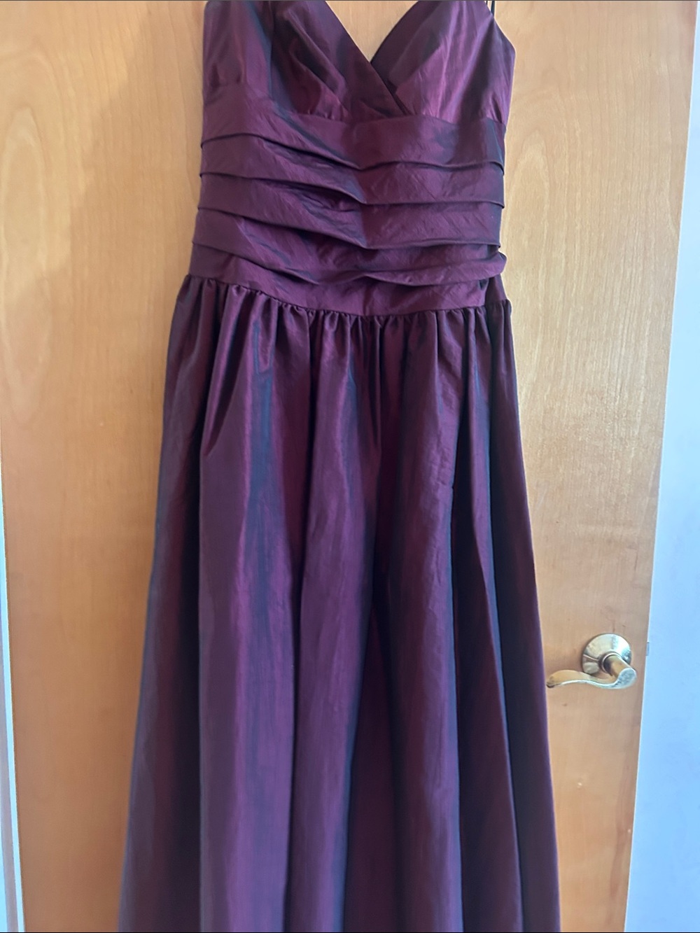 ABS Allen Schwartz Strapless Burgundy Evening Dress. Worn only one time